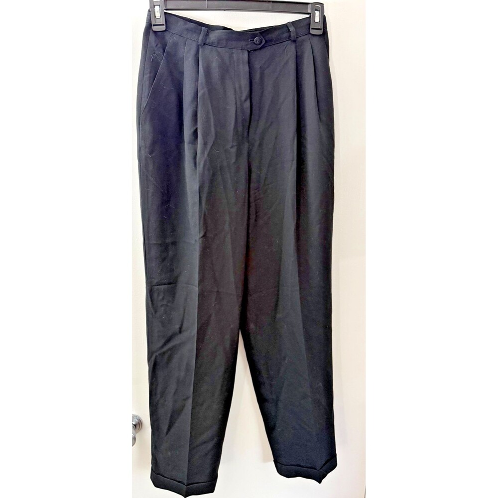 Wool Ralph Lauren Trousers Pants Women's Size 10 Green Label Office Preppy Black